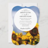 Sunflower Blue Sky Rustic Wedding Invitations Kaart (Voorkant)