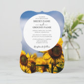 Sunflower Blue Sky Rustic Wedding Invitations Kaart (Staand voorkant)