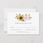 Sunflower Blush Floral Greenery Wedding Carte RSVP (Devant)