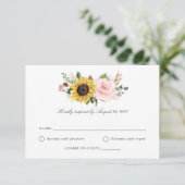 Sunflower Blush Floral Greenery Wedding Carte RSVP (Debout devant)