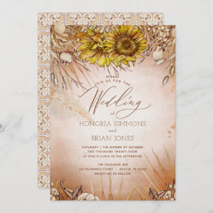 Sunflower Boho Beauty Wedding Uitnodiging