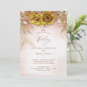 Sunflower Boho Bounty Weddingr Invitation Kaart (Staand voorkant)