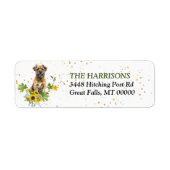 Sunflower Border Terrier Hond Retouradres Etiket (Voorkant)