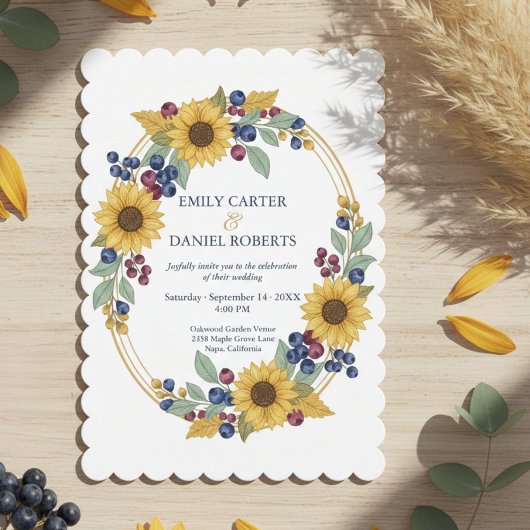 Sunflower Botanical Wedding Invitation