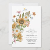 Sunflower Botanical Wedding Invitation Kaart (Voorkant)