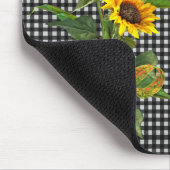 Sunflower Bouquet op Black Gingham Muismat (Hoek)