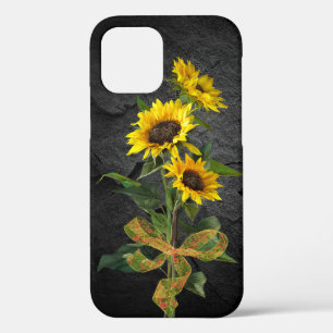Sunflower Bouquet op Black Stone iPhone 12 Hoesje