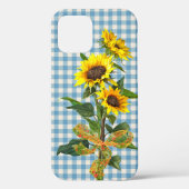Sunflower Bouquet op Blue Gingham Case-Mate iPhone Case (Achterkant)