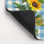 Sunflower Bouquet op Blue Gingham Muismat (Hoek)