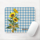 Sunflower Bouquet op Blue Gingham Muismat (Met muis)