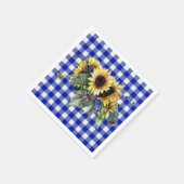 Sunflower Bouquet op Blue Gingham Servetten (Hoek)