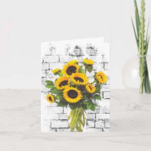 Sunflower Bouquet op Brick Wall Kaart