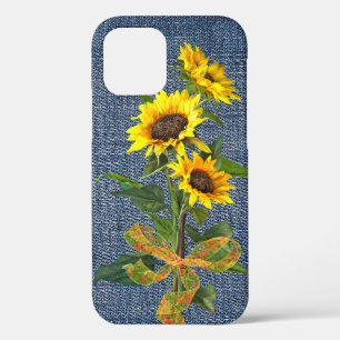 Sunflower Bouquet op Denim iPhone 12 Hoesje