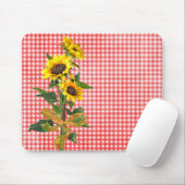 Sunflower Bouquet op Red Gingham Muismat (Met muis)