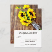 Sunflower Bouquet Rustic Country Wedding RSVP (Voorkant / Achterkant)