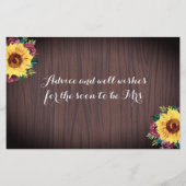 Sunflower Bourgogne Bois Fête des mariées Cartes d (Dos)