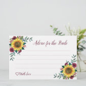 Sunflower Bourgogne Rose Fête des mariées Cartes d (Debout devant)