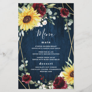 Sunflower Bourgogne Rose Marine Mariage Cartes de