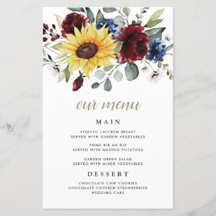 Sunflower Bourgogne Rose Marine Mariage Cartes de