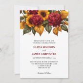 Sunflower Bourgogne Rose rouge Faire-part de maria (Devant)