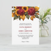 Sunflower Bourgogne Rose rouge Faire-part de maria (Debout devant)