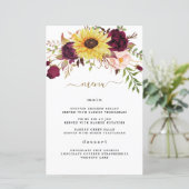 Sunflower Bourgogne Rouge Blush Mariage Cartes de  (Debout devant)