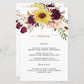 Sunflower Bourgogne Rouge Blush Mariage Cartes de  (Devant / Derrière)