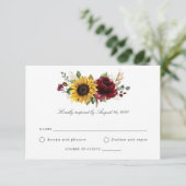 Sunflower Bourgogne vert mariage carte RSVP (Debout devant)