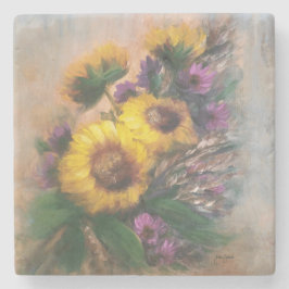 Sunflower Breeze by Jason Street - Stone Coaster Stenen Onderzetter