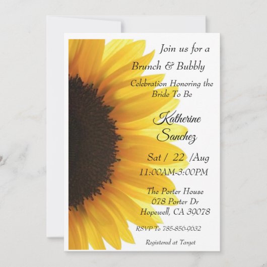 Sunflower Bridal Shower Invitation Kaart (Voorkant)