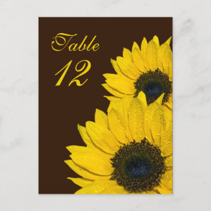 Sunflower Brown Jaune Mariage Numéro de table Cart