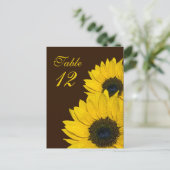 Sunflower Brown Jaune Mariage Numéro de table Cart (Debout devant)