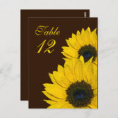Sunflower Brown Jaune Mariage Numéro de table Cart (Devant / Derrière)
