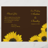 Sunflower Brown Programme de mariage jaune (Devant)