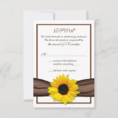 Sunflower Brown Ruban Mariage RSVP Carte de répons (Devant)