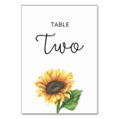 Sunflower bruiloft Twee tabelnummer Kaart (Achterkant)
