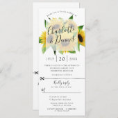 Sunflower bruiloft uitnodiging rsvp gekoppeld (Voorkant / Achterkant)