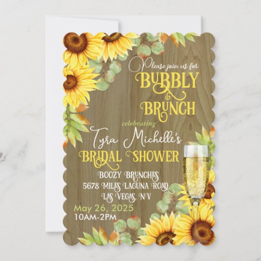 Sunflower Bubby & Brunch Bridal Shower Invitation Kaart (Voorkant)