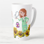 Sunflower Bumblebee Nurse Latte Mug (Angle droit)