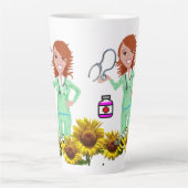 Sunflower Bumblebee Nurse Latte Mug (Devant)