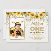 Sunflower Bumblebee Première invitation anniversai (Devant)