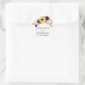 Sunflower Burgundy Red Blush Peony Roos Weddenscha Vierkante Sticker (Tas)