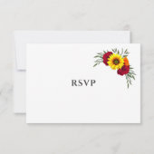 Sunflower Burgundy Roos Wedding RSVP (Achterkant)