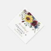 Sunflower Burgundy Rozen Navy Blue Rustic Wedding Servet (Hoek)