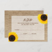Sunflower Burlap Wedding RSVP-reactiekaart RSVP Kaartje (Voorkant / Achterkant)
