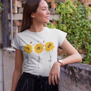 Sunflower Butterflies Cute Faith Hope Love T-shirt