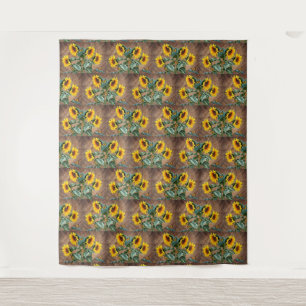 Sunflower Butterflies Rustic Barn Board Wandkleed