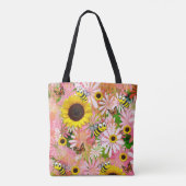 Sunflower Butterfly Bumblebee Tote Draagtas (Achterkant)