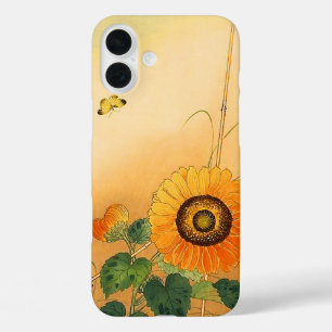 SUNFLOWER, BUTTERFLY, GROEN VERLAAT Japanse Floral iPhone 16 Plus Hoesje