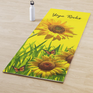 Sunflower Butterfly Yoga Mat